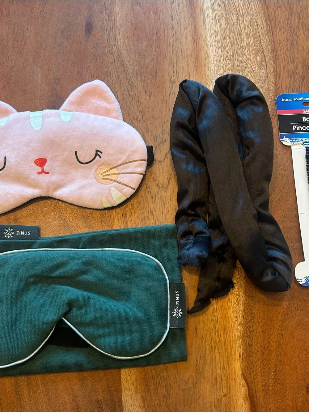 Sleep women’s bundle eye mask sleep mask silk bonnet heatless hair curler pink